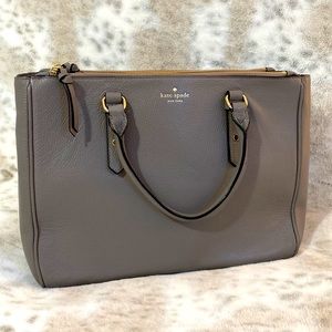 NWT Genuine Kate Spade Mulberry Street Tote in gray leather with brass hardware